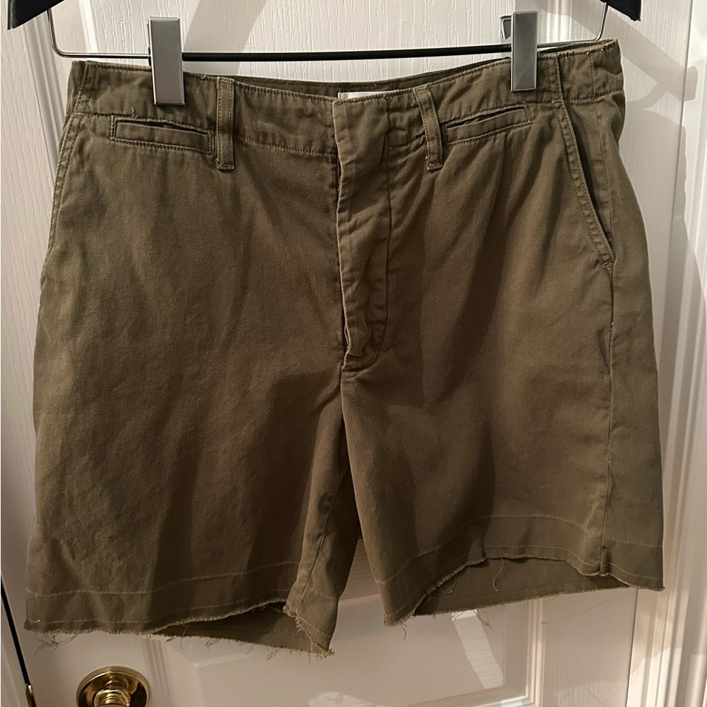 FRAME Trouser Shorts - Size 28 - Olive Green